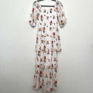 J Gee Floral tiered maxi dress with smocked bodice size S